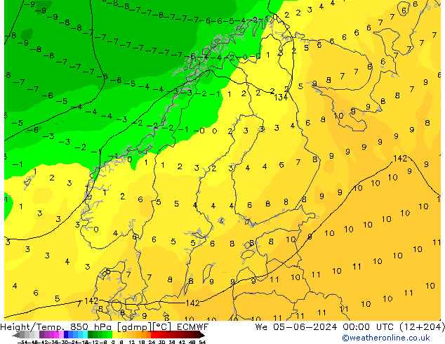 Z500/Rain (+SLP)/Z850 ECMWF mié 05.06.2024 00 UTC