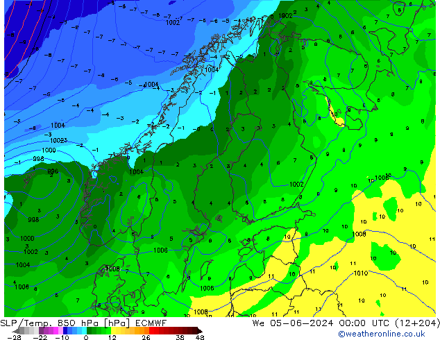 SLP/Temp. 850 hPa ECMWF We 05.06.2024 00 UTC