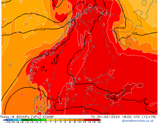 Theta-W 850hPa ECMWF Th 30.05.2024 18 UTC