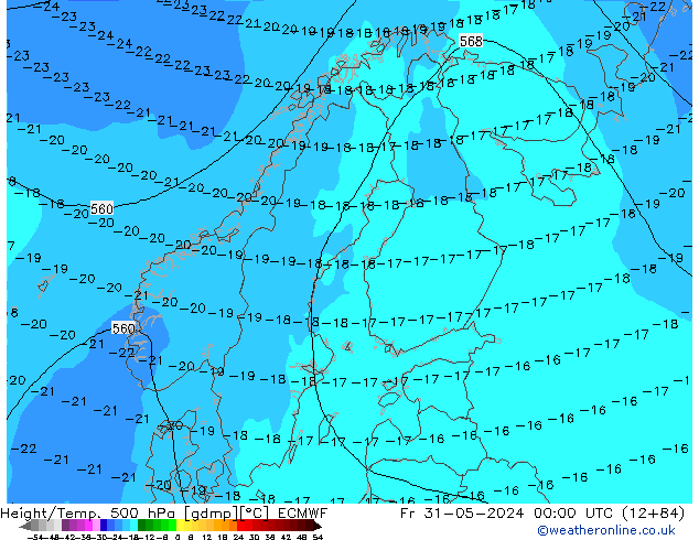 Z500/Rain (+SLP)/Z850 ECMWF Pá 31.05.2024 00 UTC