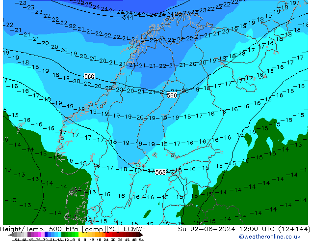 Z500/Rain (+SLP)/Z850 ECMWF Su 02.06.2024 12 UTC