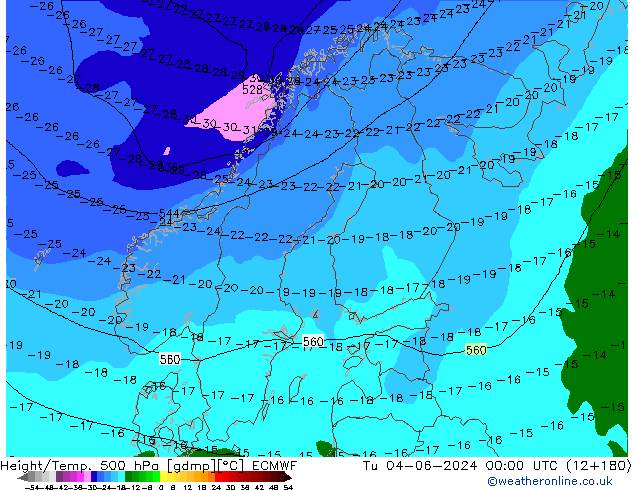 Z500/Rain (+SLP)/Z850 ECMWF Ter 04.06.2024 00 UTC