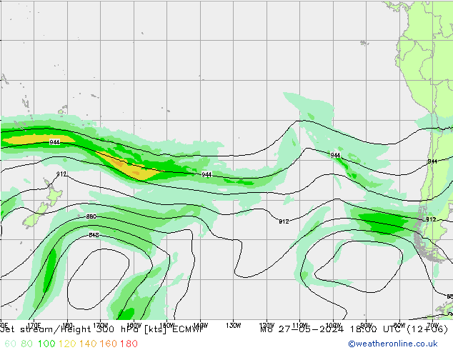 Jet stream/Height 300 hPa ECMWF Mo 27.05.2024 18 UTC