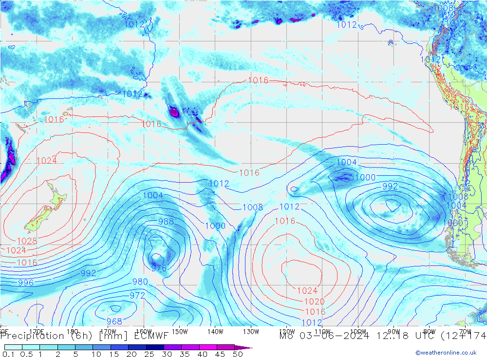 Z500/Yağmur (+YB)/Z850 ECMWF Pzt 03.06.2024 18 UTC