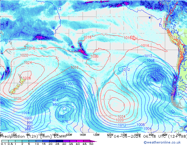 Yağış (12h) ECMWF Sa 04.06.2024 18 UTC