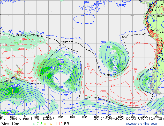 High wind areas ECMWF sáb 01.06.2024 00 UTC