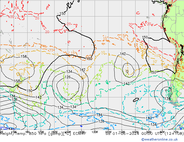 Geop./Temp. 850 hPa ECMWF sáb 01.06.2024 00 UTC