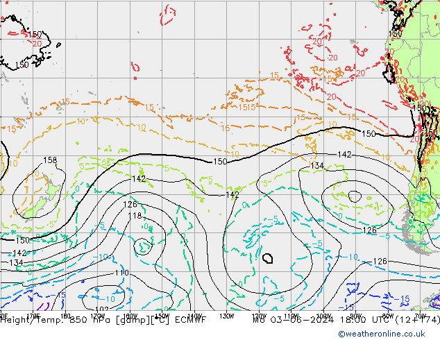 Height/Temp. 850 hPa ECMWF Mo 03.06.2024 18 UTC