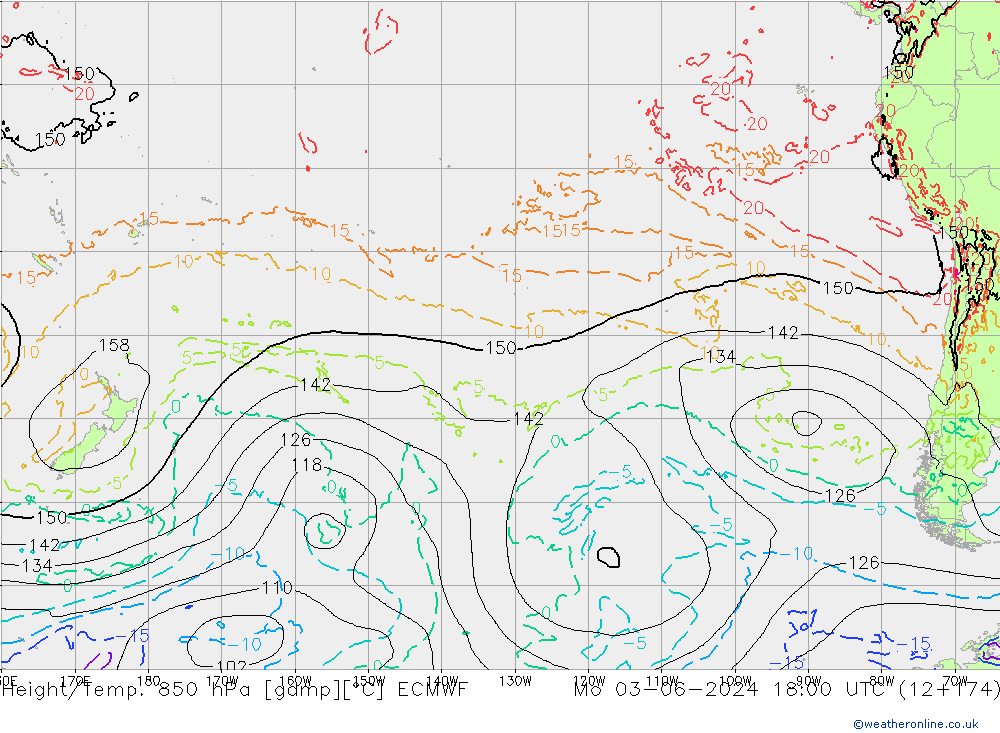 Z500/Yağmur (+YB)/Z850 ECMWF Pzt 03.06.2024 18 UTC