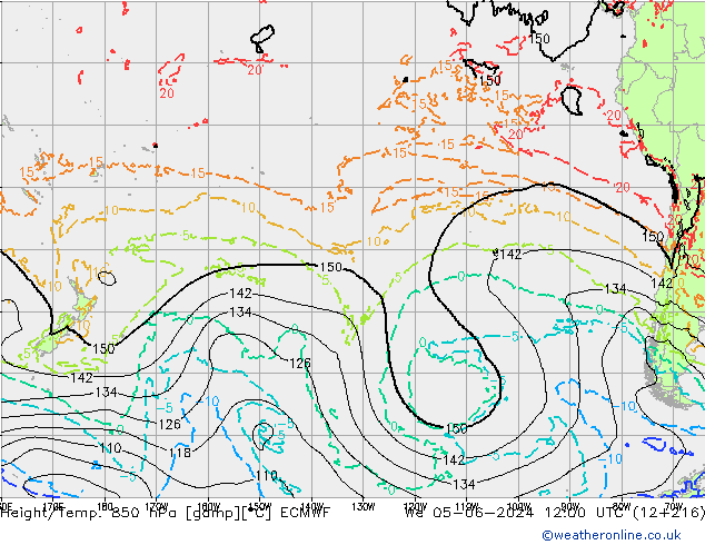 Z500/Rain (+SLP)/Z850 ECMWF St 05.06.2024 12 UTC