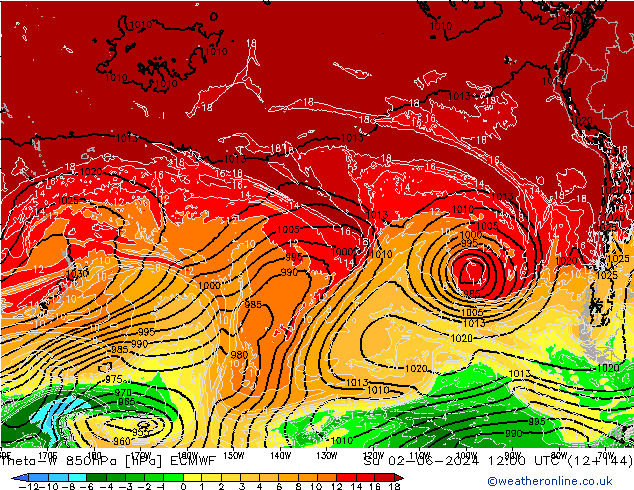 Theta-W 850hPa ECMWF dom 02.06.2024 12 UTC