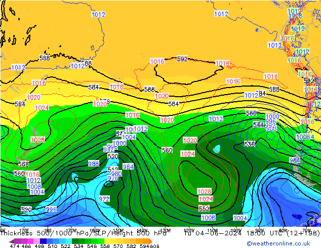 Schichtdicke 500-1000 hPa ECMWF Di 04.06.2024 18 UTC