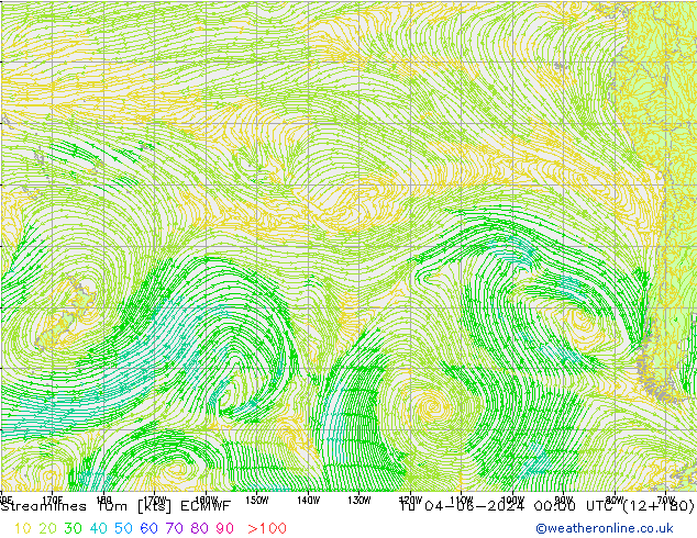 Línea de corriente 10m ECMWF mar 04.06.2024 00 UTC