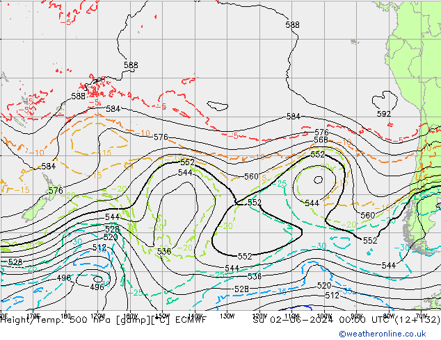 Z500/Rain (+SLP)/Z850 ECMWF Вс 02.06.2024 00 UTC