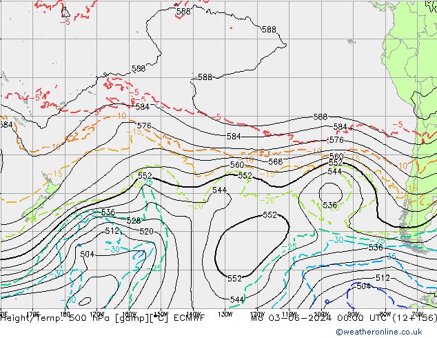 Z500/Rain (+SLP)/Z850 ECMWF Po 03.06.2024 00 UTC