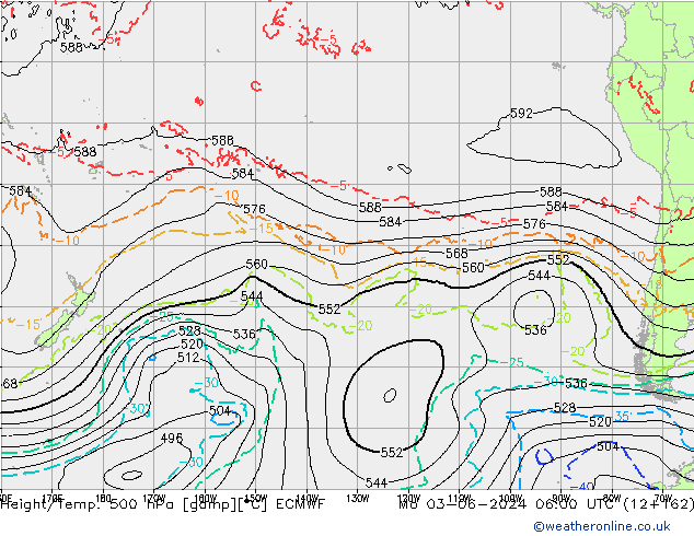 Z500/Rain (+SLP)/Z850 ECMWF Mo 03.06.2024 06 UTC