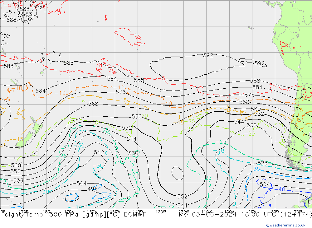 Z500/Yağmur (+YB)/Z850 ECMWF Pzt 03.06.2024 18 UTC