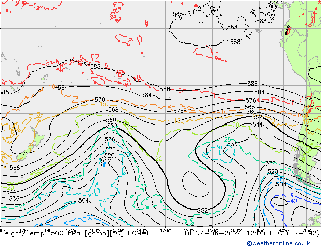 Z500/Rain (+SLP)/Z850 ECMWF Di 04.06.2024 12 UTC