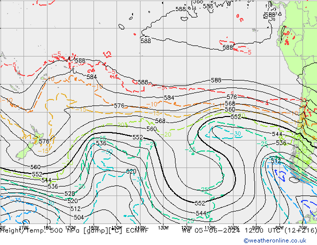 Z500/Rain (+SLP)/Z850 ECMWF St 05.06.2024 12 UTC