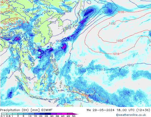 Z500/Yağmur (+YB)/Z850 ECMWF Çar 29.05.2024 00 UTC