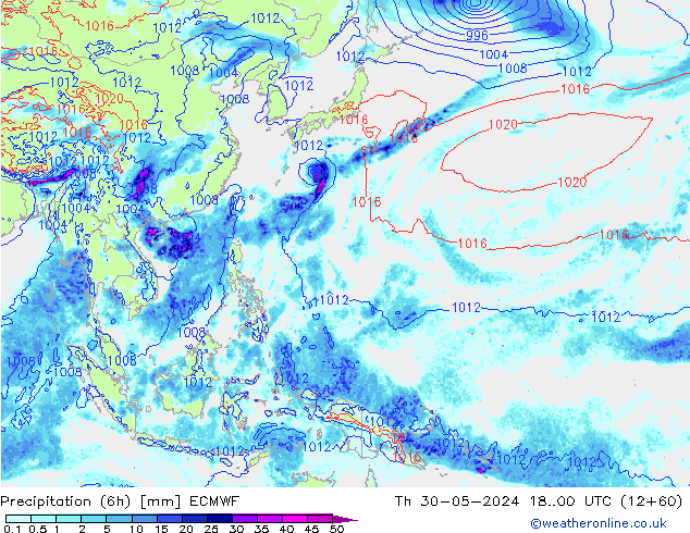 Z500/Rain (+SLP)/Z850 ECMWF чт 30.05.2024 00 UTC