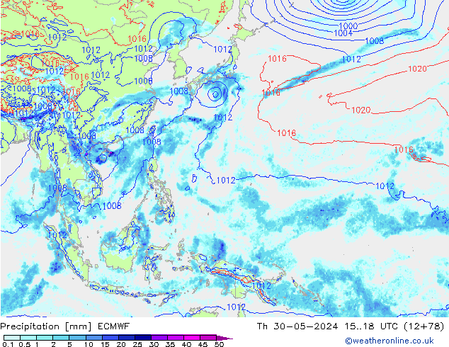 Précipitation ECMWF jeu 30.05.2024 18 UTC