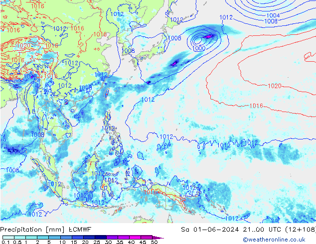 Precipitation ECMWF Sa 01.06.2024 00 UTC