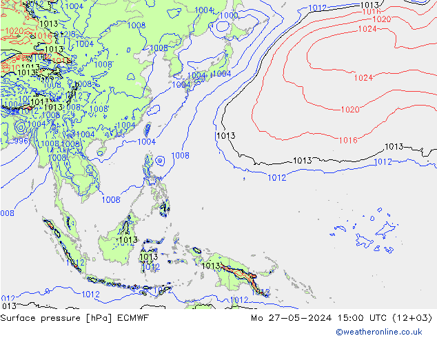 Surface pressure ECMWF Mo 27.05.2024 15 UTC