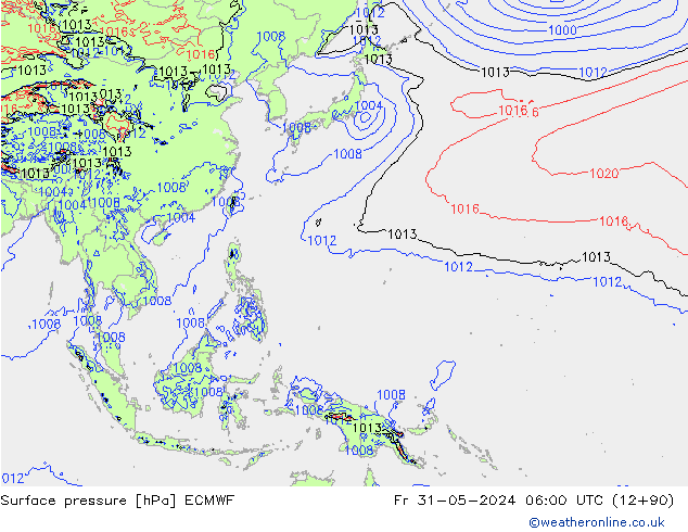 Luchtdruk (Grond) ECMWF vr 31.05.2024 06 UTC