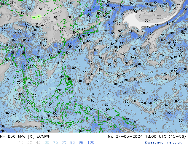 RH 850 hPa ECMWF Po 27.05.2024 18 UTC