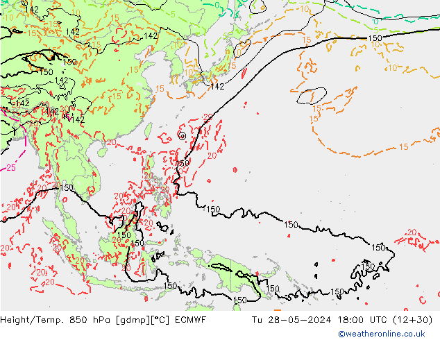 Z500/Rain (+SLP)/Z850 ECMWF Tu 28.05.2024 18 UTC