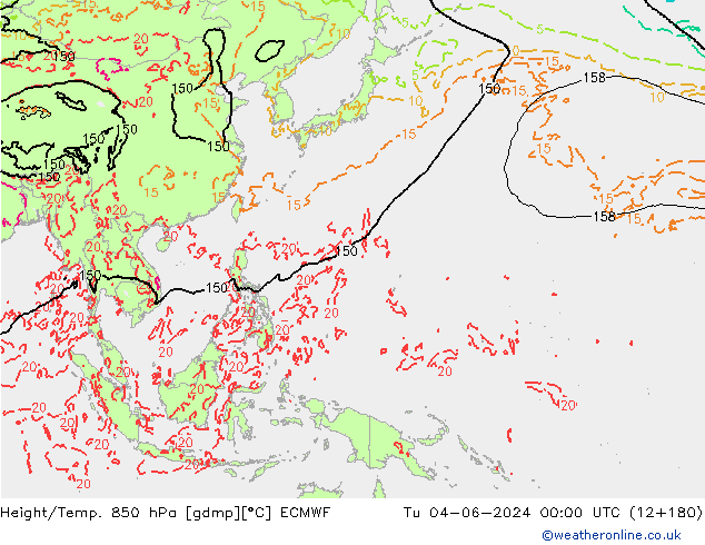 Z500/Rain (+SLP)/Z850 ECMWF Út 04.06.2024 00 UTC