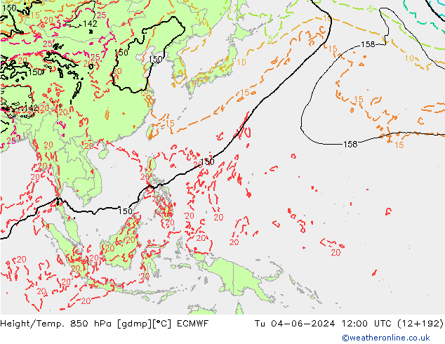 Z500/Rain (+SLP)/Z850 ECMWF mar 04.06.2024 12 UTC