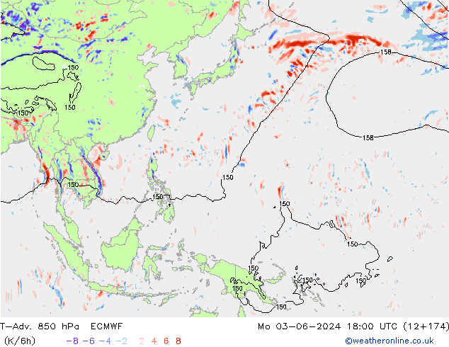 T-Adv. 850 hPa ECMWF lun 03.06.2024 18 UTC