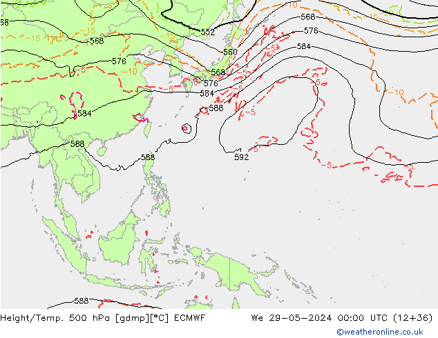 Z500/Rain (+SLP)/Z850 ECMWF We 29.05.2024 00 UTC