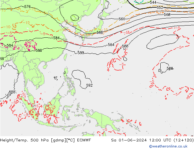 Z500/Rain (+SLP)/Z850 ECMWF ��� 01.06.2024 12 UTC