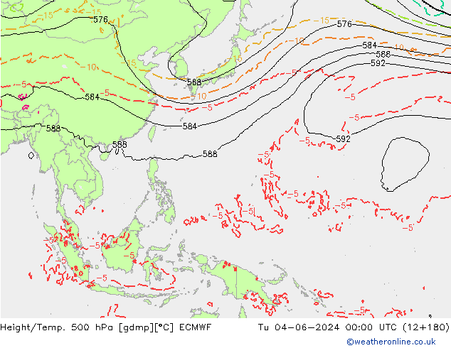 Z500/Regen(+SLP)/Z850 ECMWF di 04.06.2024 00 UTC