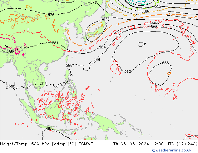 Height/Temp. 500 hPa ECMWF gio 06.06.2024 12 UTC