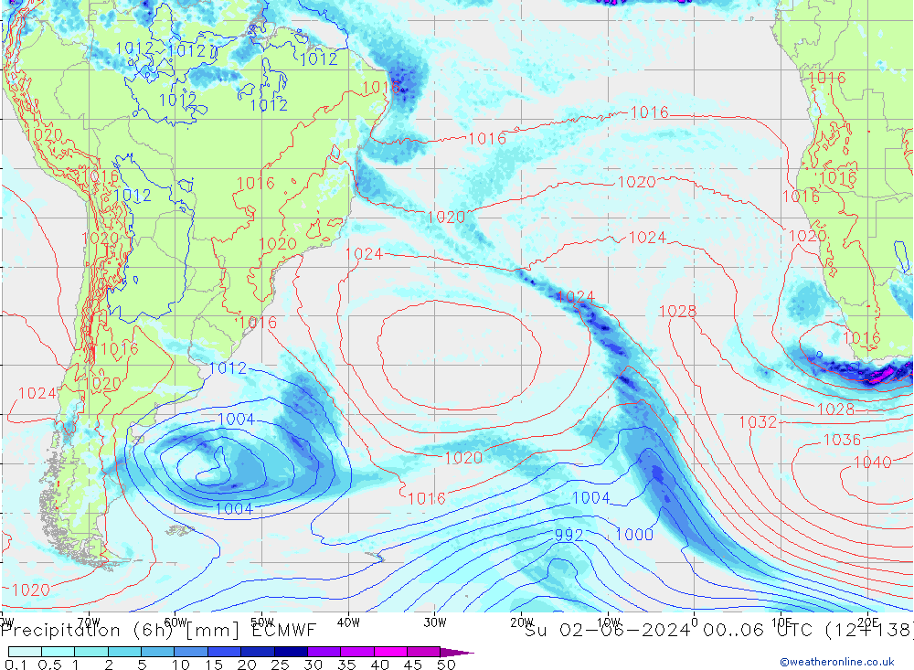 Z500/Rain (+SLP)/Z850 ECMWF dim 02.06.2024 06 UTC