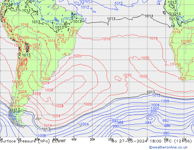 ciśnienie ECMWF pon. 27.05.2024 18 UTC