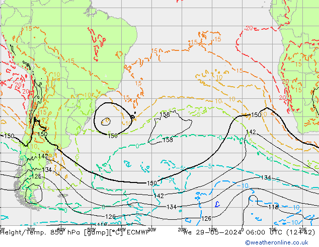 Z500/Rain (+SLP)/Z850 ECMWF Qua 29.05.2024 06 UTC