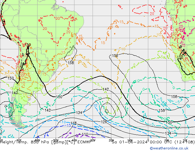 Height/Temp. 850 hPa ECMWF Sa 01.06.2024 00 UTC