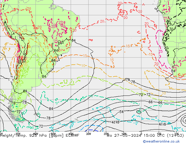 Height/Temp. 925 hPa ECMWF Po 27.05.2024 15 UTC