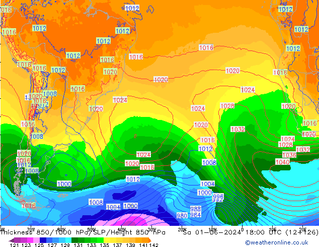 850-1000 hPa Kalınlığı ECMWF Cts 01.06.2024 18 UTC