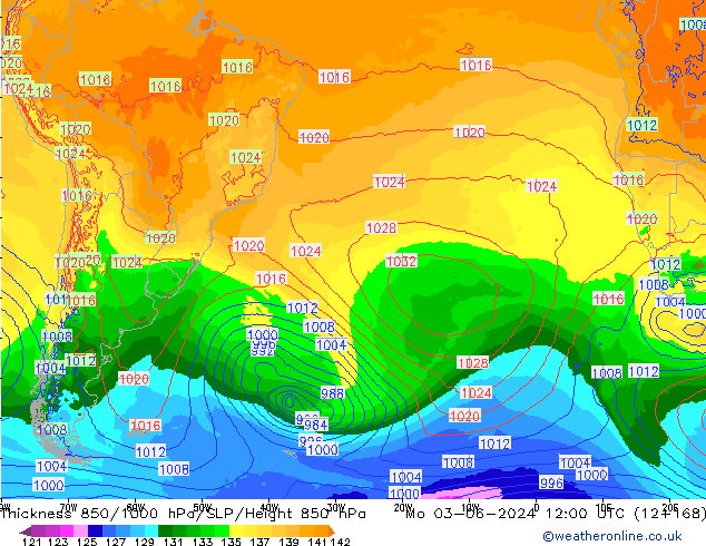 Thck 850-1000 гПа ECMWF пн 03.06.2024 12 UTC