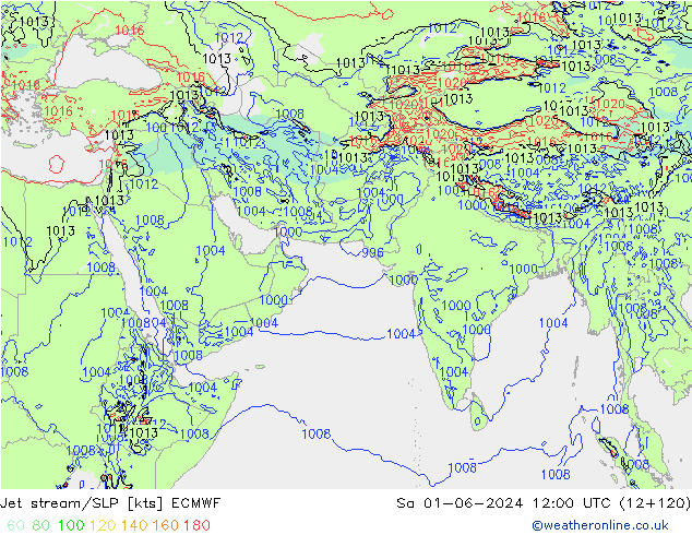 Jet stream/SLP ECMWF So 01.06.2024 12 UTC