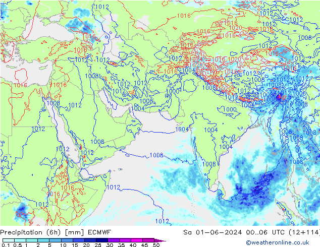 Precipitazione (6h) ECMWF sab 01.06.2024 06 UTC