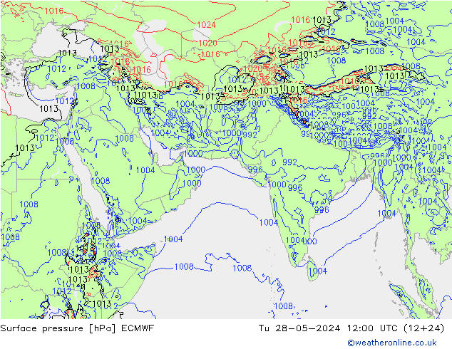 Luchtdruk (Grond) ECMWF di 28.05.2024 12 UTC