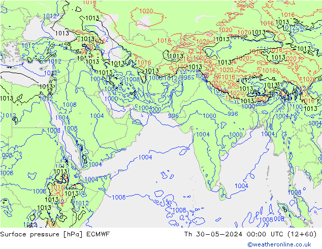 pressão do solo ECMWF Qui 30.05.2024 00 UTC