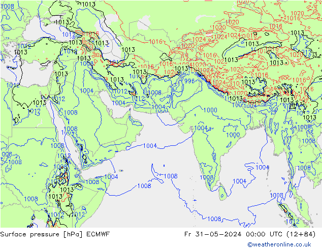 Atmosférický tlak ECMWF Pá 31.05.2024 00 UTC